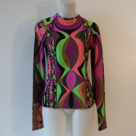 Womens Emilio Pucci Multicolor Print Top XL - Picture 1 of 8